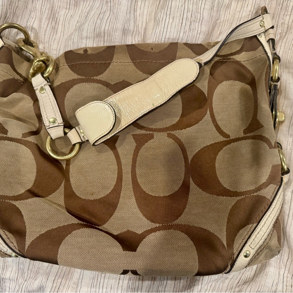 Coach Brown and Cream Shoulder Bag